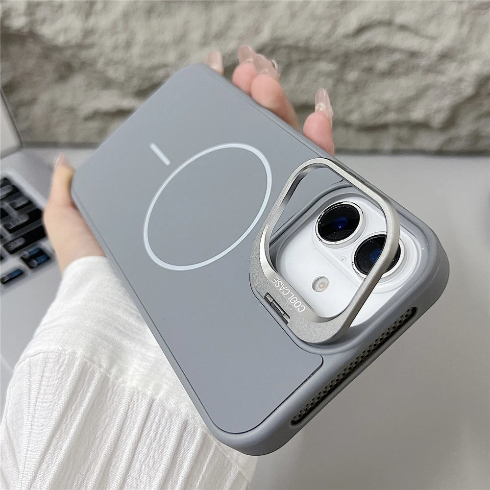 For iPhone 16 Pro Max Luxury Magsafe Magnetic Liquid Silicone Holder Stand Phone Case For iPhone 15 14 13 12 11 Protective Cover