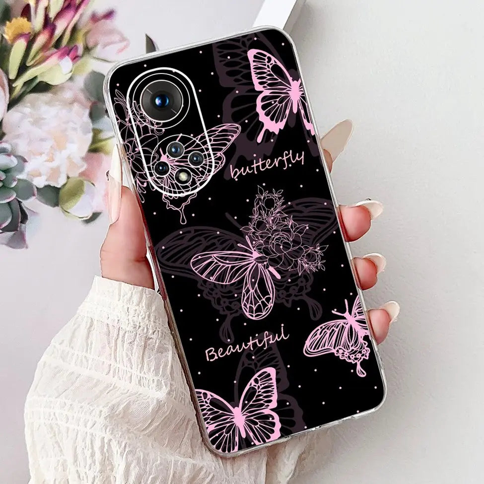 Clear For Honor50 NTH-AN00 NTH-NX9 Back Cover For Honor 50 Case Fashion Luxury Flowers Cute Cartoon Cool Soft TPU Funda 6.57