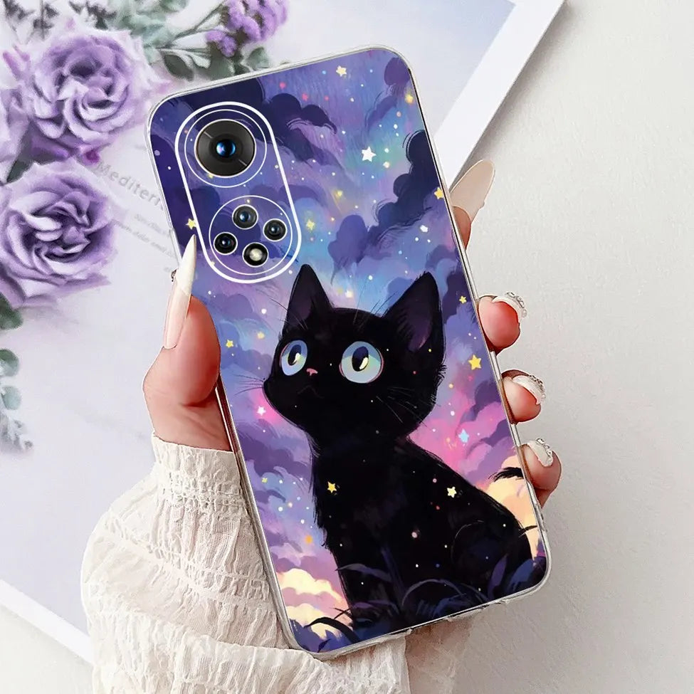 Clear For Honor50 NTH-AN00 NTH-NX9 Back Cover For Honor 50 Case Fashion Luxury Flowers Cute Cartoon Cool Soft TPU Funda 6.57
