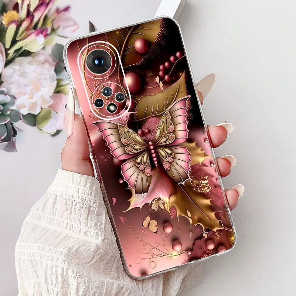 Clear For Honor50 NTH-AN00 NTH-NX9 Back Cover For Honor 50 Case Fashion Luxury Flowers Cute Cartoon Cool Soft TPU Funda 6.57