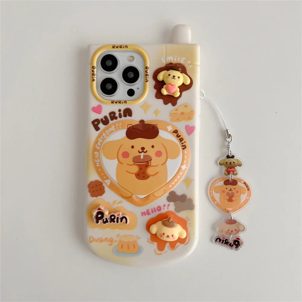 luxury Kawaii My Melody Kuromi Style iPhone 15 14 13 12 11 Pro X XR XS MAX All Inclusive Women's Shockproof Phone Case