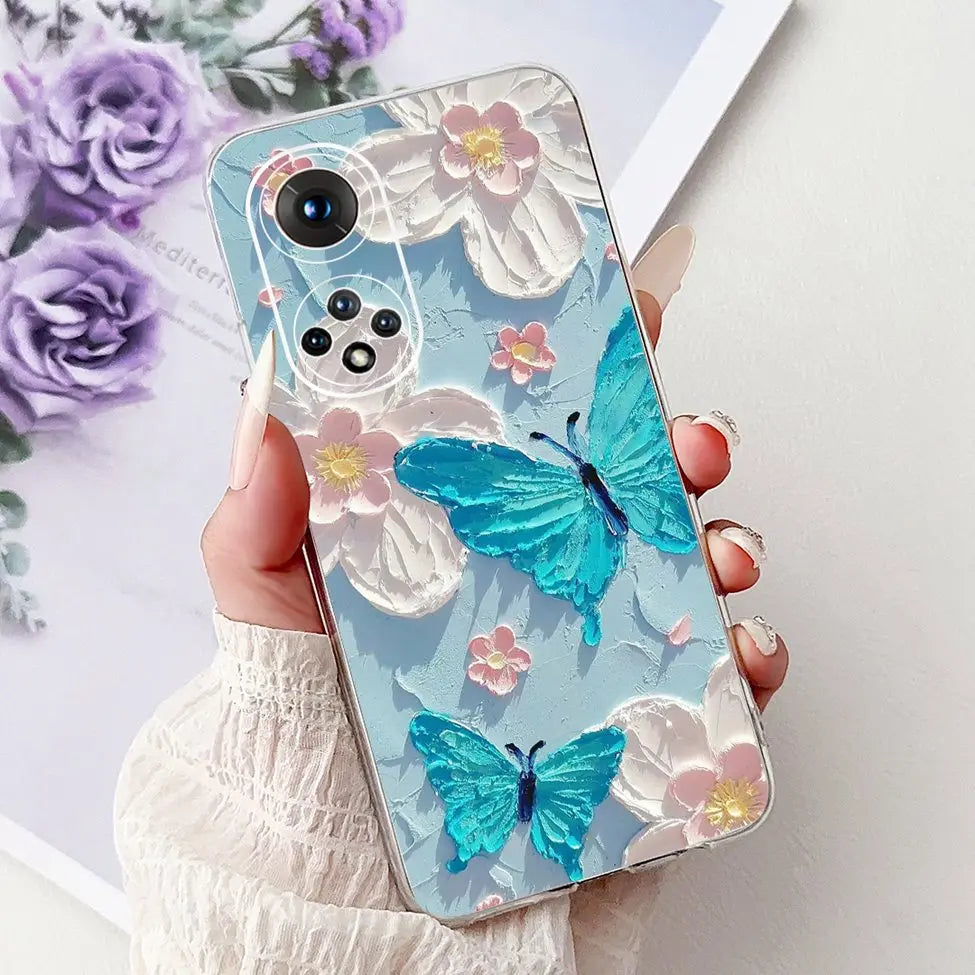 Clear For Honor50 NTH-AN00 NTH-NX9 Back Cover For Honor 50 Case Fashion Luxury Flowers Cute Cartoon Cool Soft TPU Funda 6.57
