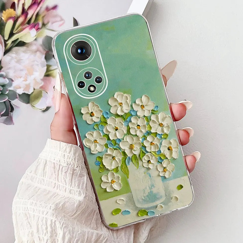Clear For Honor50 NTH-AN00 NTH-NX9 Back Cover For Honor 50 Case Fashion Luxury Flowers Cute Cartoon Cool Soft TPU Funda 6.57