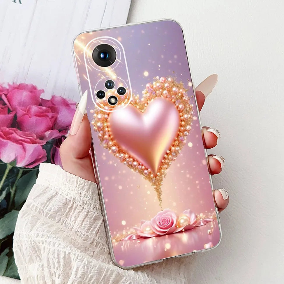 Clear For Honor50 NTH-AN00 NTH-NX9 Back Cover For Honor 50 Case Fashion Luxury Flowers Cute Cartoon Cool Soft TPU Funda 6.57