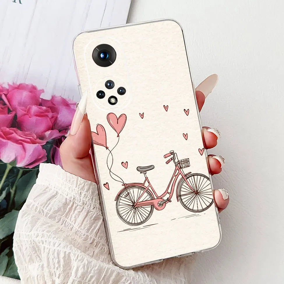 Clear For Honor50 NTH-AN00 NTH-NX9 Back Cover For Honor 50 Case Fashion Luxury Flowers Cute Cartoon Cool Soft TPU Funda 6.57