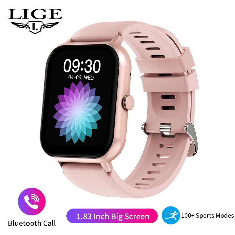 LIGE Waterproof Smart Watch Bluetooth Call Women Men Watch Voice Assistant 100+Sports Smartwatch For Huawei Xiaomi Android ios