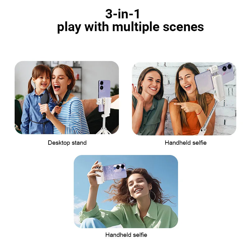 Portable Mini Phone Holder Handle Tripod Selfie Stick Bluetooth Remote Control for Phone Vlog Livestreaming Photography Holder