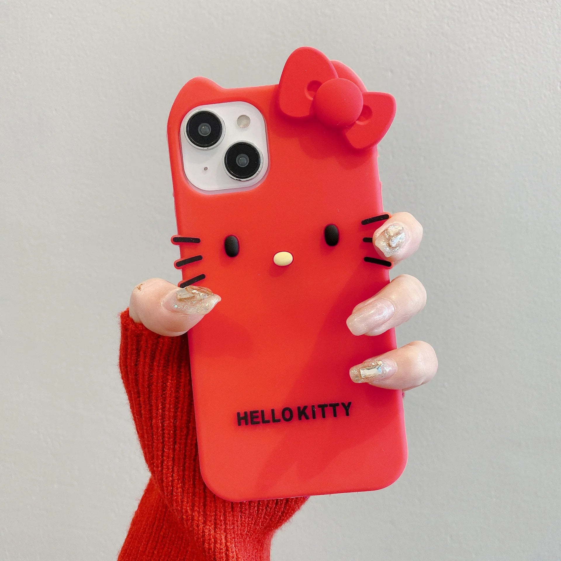 3D Hello Kitty Case For iPhone 16 15 Pro 14 Pro Max 13 12 Pro Max 11 Bowknot Concise Cartoon Silicon Soft Phone Case Cover