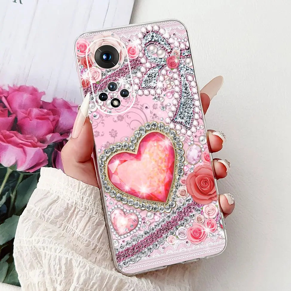 Clear For Honor50 NTH-AN00 NTH-NX9 Back Cover For Honor 50 Case Fashion Luxury Flowers Cute Cartoon Cool Soft TPU Funda 6.57