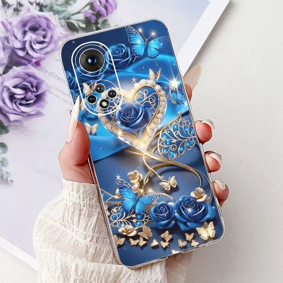 Clear For Honor50 NTH-AN00 NTH-NX9 Back Cover For Honor 50 Case Fashion Luxury Flowers Cute Cartoon Cool Soft TPU Funda 6.57