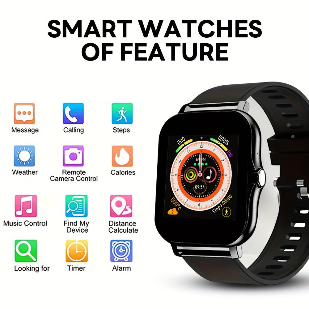 Smart Watch with 3.66cm Full Touch Display, Wireless Calling, Message Push, Multiple Sports Modes, Sedentary Reminder, Weather Forecast, USB Charging, 200mAh Lithium Battery, Glitter Accents, Zinc Alloy & Silica Gel Strap, Co