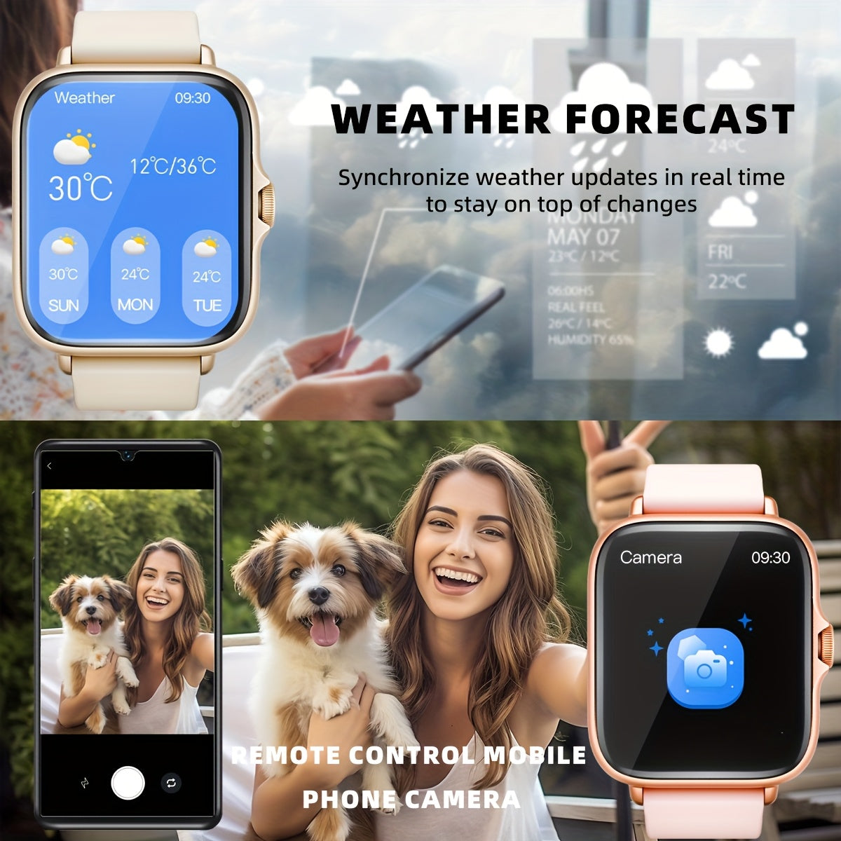Sports Smart Watch, 4.65cm Full Touch Screen Display with Message, Answer Make Call Smartwatch, Sleep Monitoring, Sports Pedometer, Information Alerts, For iPhone Android Phones, Smartbands Fitness Watch For Women Men Friend