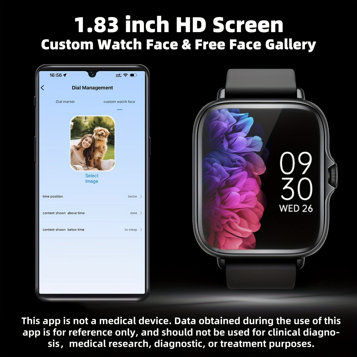 Sports Smart Watch, 4.65cm Full Touch Screen Display with Message, Answer Make Call Smartwatch, Sleep Monitoring, Sports Pedometer, Information Alerts, For iPhone Android Phones, Smartbands Fitness Watch For Women Men Friend
