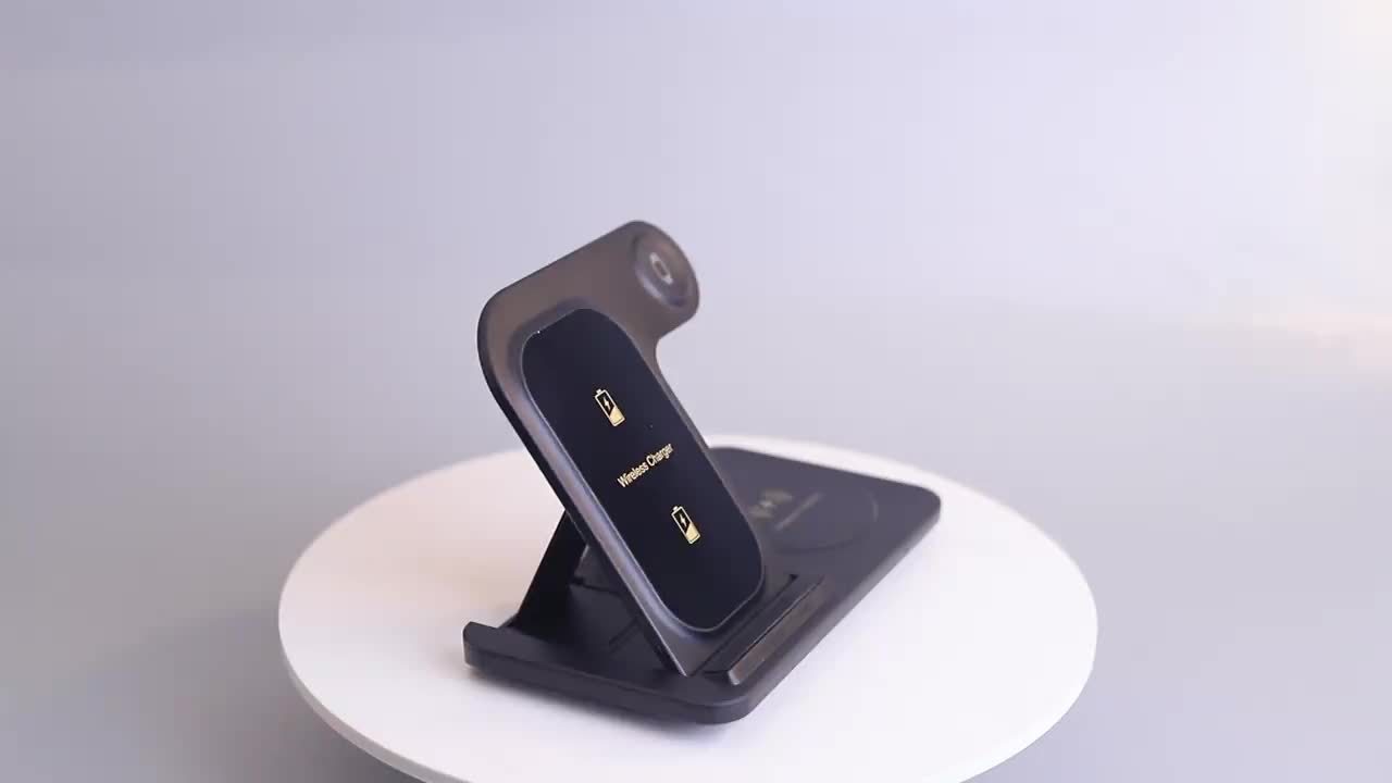 3-in-1 Foldable Wireless Charger Station, USB Magnetic Charging Stand Dock for iPhone 15/14/13/12/11 Series, iWatch Ultra2/Ultra/9/8/7/6 Series, and Earbuds 3/2/Pro Series - Fast Wireless Charging Hub