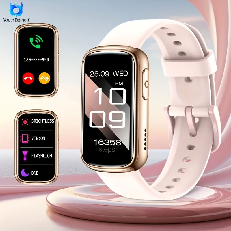 YOUTHDEMON Smart Watch with Wireless Calls,, Wireless 5.3, Fitness Tracker, Weather Forecast, & Step Counter, Compatible with iPhone/Android, Includes Silicone Bands in Black, Pink & Rose Golden, Perfect Gift for Friends & Fa