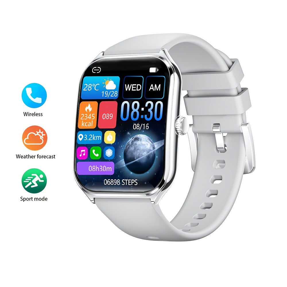 Sleek Ultra-Thin Smartwatch with 4.9cm Full Touch Display -, Dual Screen, USB Charging, Stainless Steel Case, for Android & for iPhone - Perfect for Fitness Tracking, Calls, Messages & Music Control