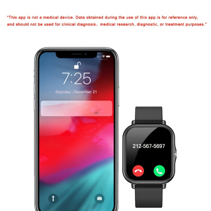 Alloy & TPU Smartwatch for Men & Women, 240p TFT Display, Multiple Sports Modes, USB Charging, Wireless 5.0, 180mAh Rechargeable Lithium Polymer Battery, Compatible with iPhone & Android - Ideal Gift