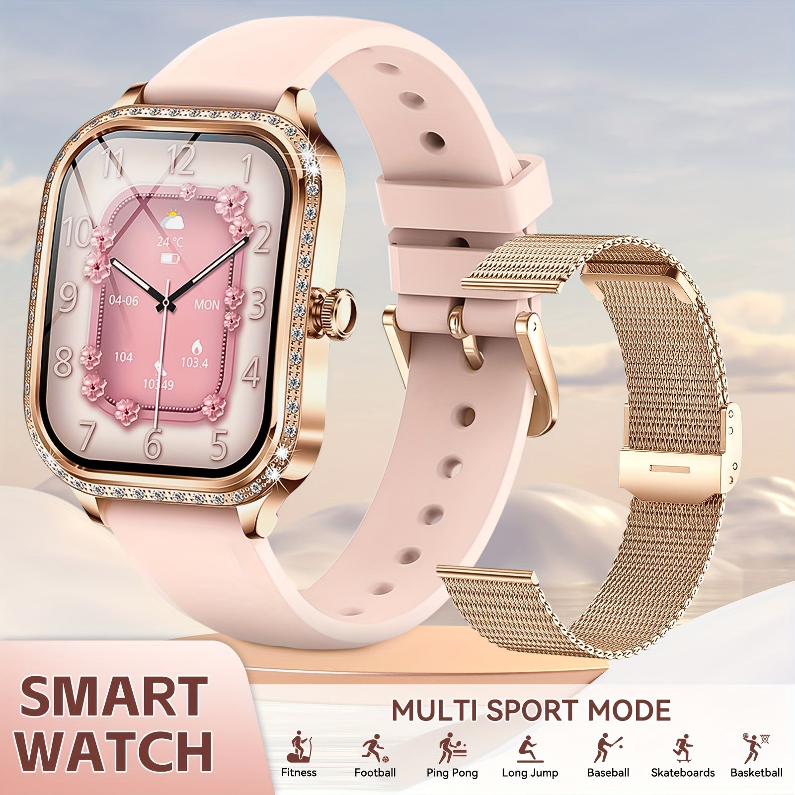 EIGIIS Chic Women's Smartwatch with Wireless Calling, Fitness Tracker & Voice Assistant - for iPhone & for Android, Perfect Gift for Her