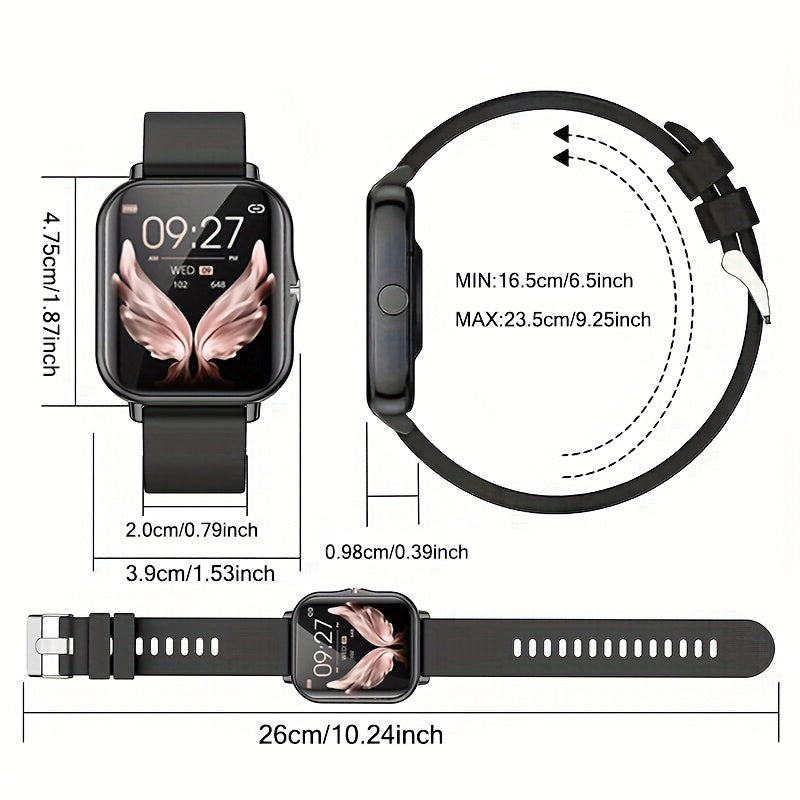 Alloy & TPU Smartwatch for Men & Women, 240p TFT Display, Multiple Sports Modes, USB Charging, Wireless 5.0, 180mAh Rechargeable Lithium Polymer Battery, Compatible with iPhone & Android - Ideal Gift