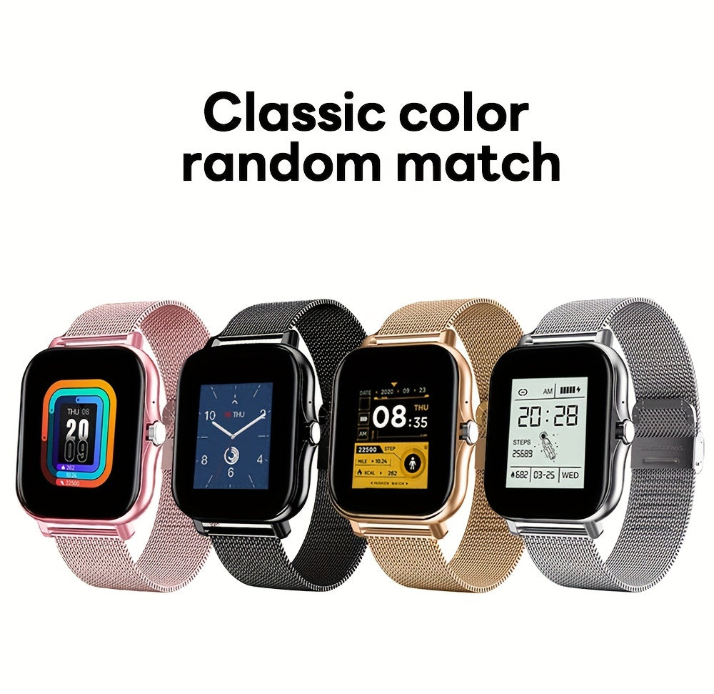 Smart Watch with 3.66cm Full Touch Display, Wireless Calling, Message Push, Multiple Sports Modes, Sedentary Reminder, Weather Forecast, USB Charging, 200mAh Lithium Battery, Glitter Accents, Zinc Alloy & Silica Gel Strap, Co