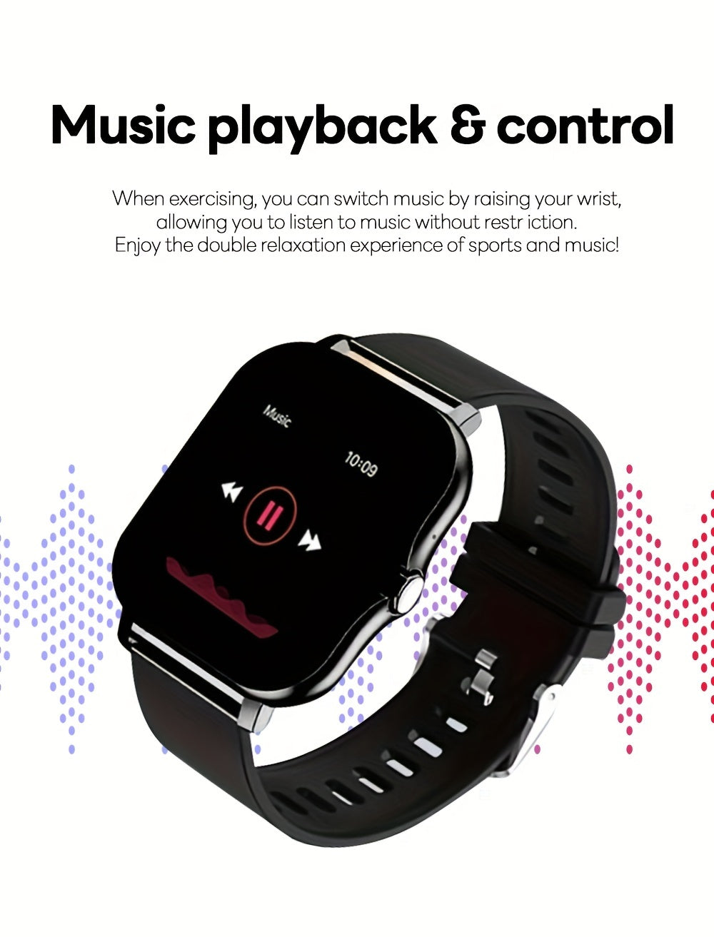 Smart Watch with 3.66cm Full Touch Display, Wireless Calling, Message Push, Multiple Sports Modes, Sedentary Reminder, Weather Forecast, USB Charging, 200mAh Lithium Battery, Glitter Accents, Zinc Alloy & Silica Gel Strap, Co