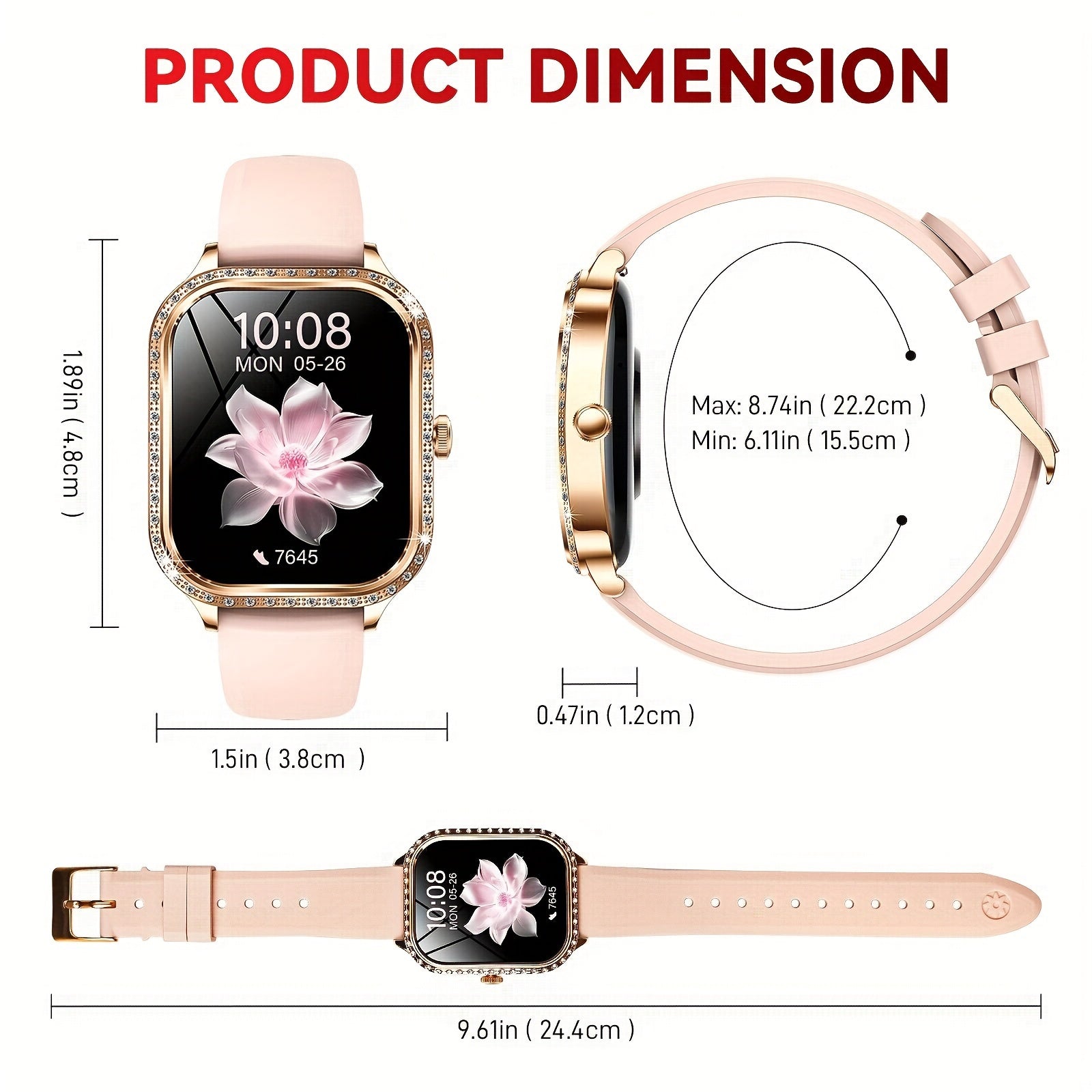 EIGIIS Chic Women's Smartwatch with Wireless Calling, Fitness Tracker & Voice Assistant - for iPhone & for Android, Perfect Gift for Her