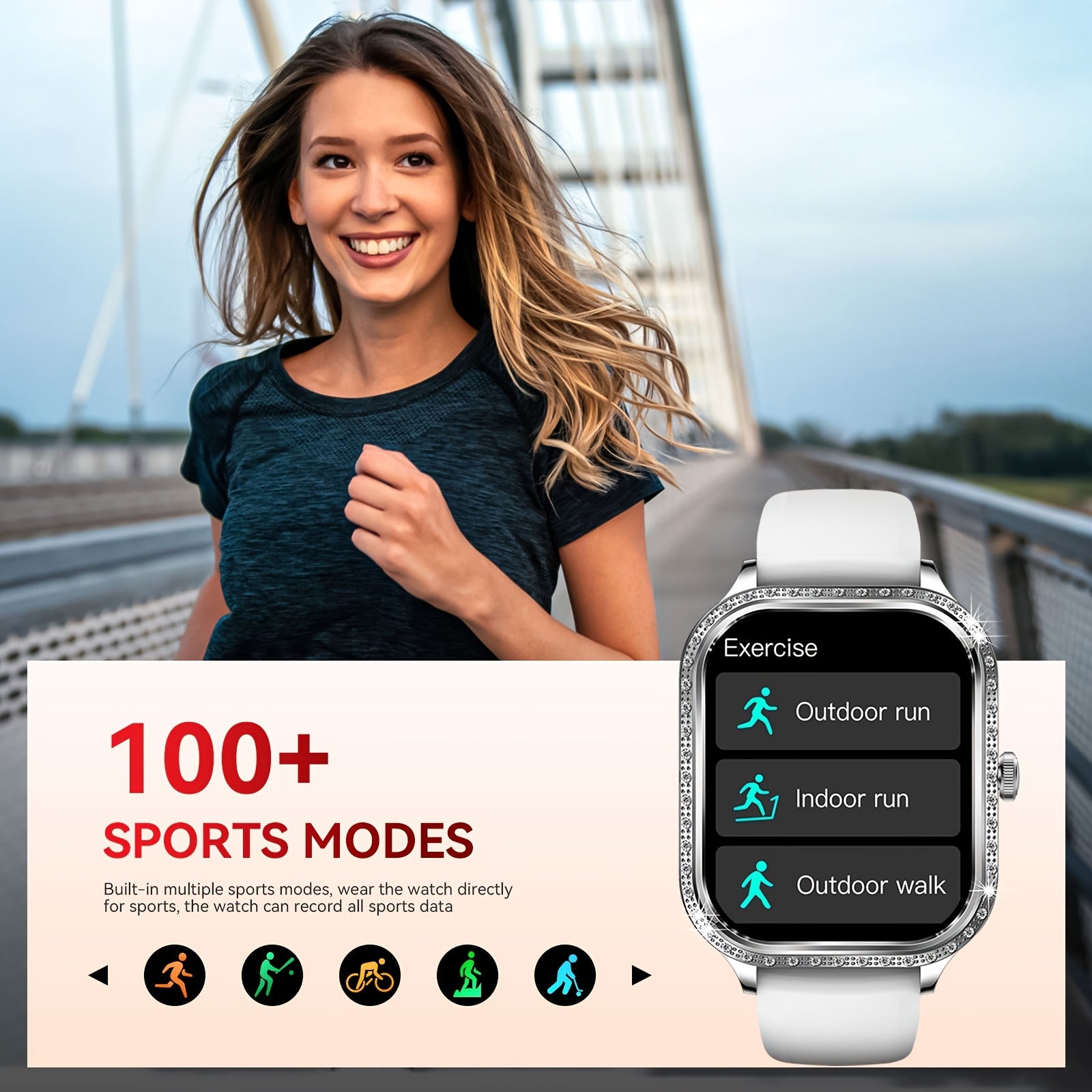EIGIIS Chic Women's Smartwatch with Wireless Calling, Fitness Tracker & Voice Assistant - for iPhone & for Android, Perfect Gift for Her