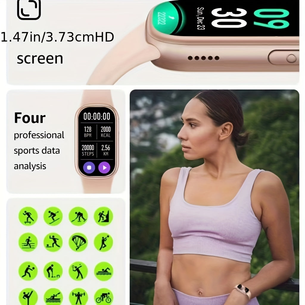 YOUTHDEMON Smart Watch with Wireless Calls,, Wireless 5.3, Fitness Tracker, Weather Forecast, & Step Counter, Compatible with iPhone/Android, Includes Silicone Bands in Black, Pink & Rose Golden, Perfect Gift for Friends & Fa