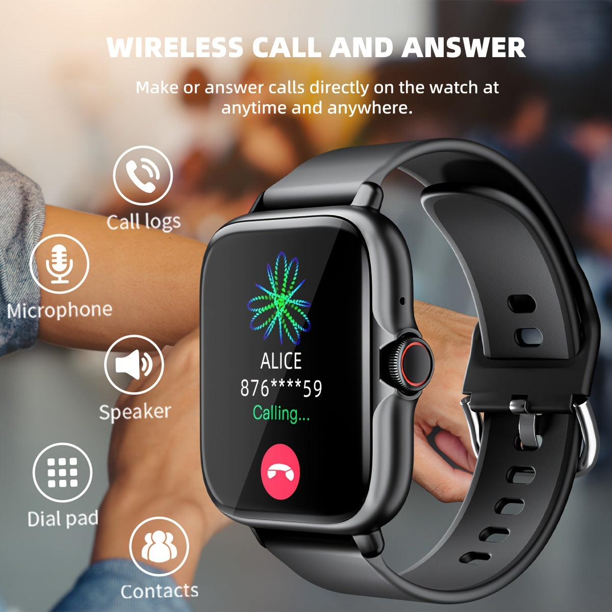 Sports Smart Watch, 4.65cm Full Touch Screen Display with Message, Answer Make Call Smartwatch, Sleep Monitoring, Sports Pedometer, Information Alerts, For iPhone Android Phones, Smartbands Fitness Watch For Women Men Friend