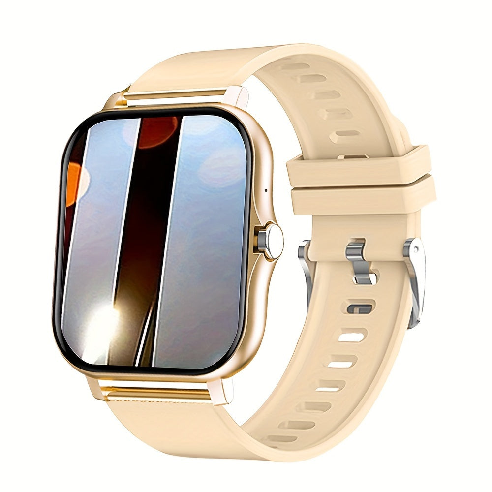 Smart Watch with 3.66cm Full Touch Display, Wireless Calling, Message Push, Multiple Sports Modes, Sedentary Reminder, Weather Forecast, USB Charging, 200mAh Lithium Battery, Glitter Accents, Zinc Alloy & Silica Gel Strap, Co