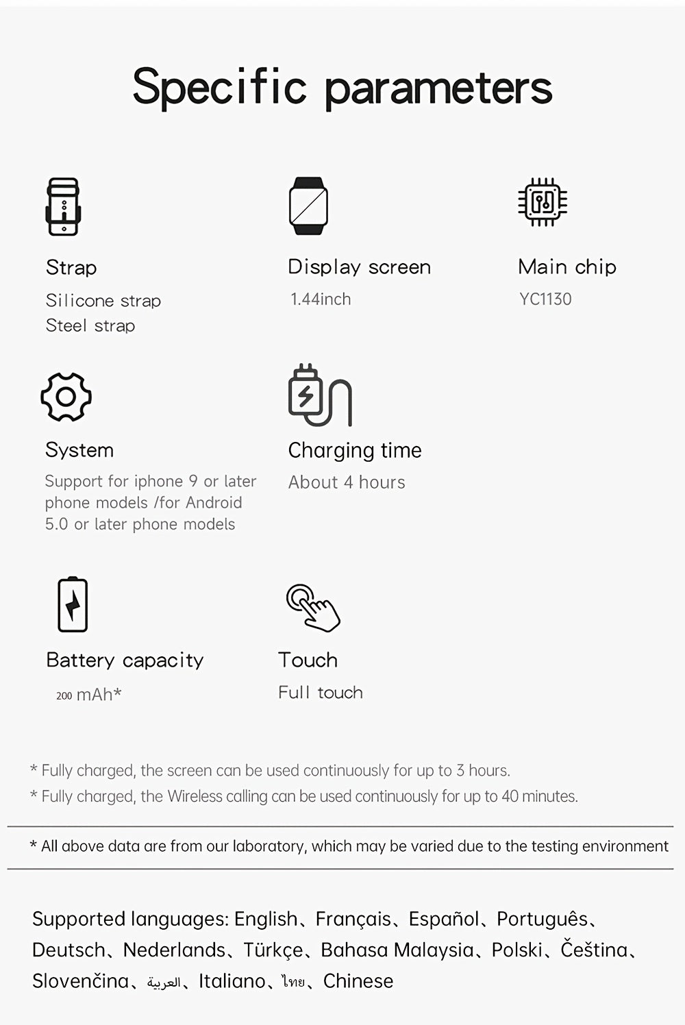 Smart Watch with 3.66cm Full Touch Display, Wireless Calling, Message Push, Multiple Sports Modes, Sedentary Reminder, Weather Forecast, USB Charging, 200mAh Lithium Battery, Glitter Accents, Zinc Alloy & Silica Gel Strap, Co