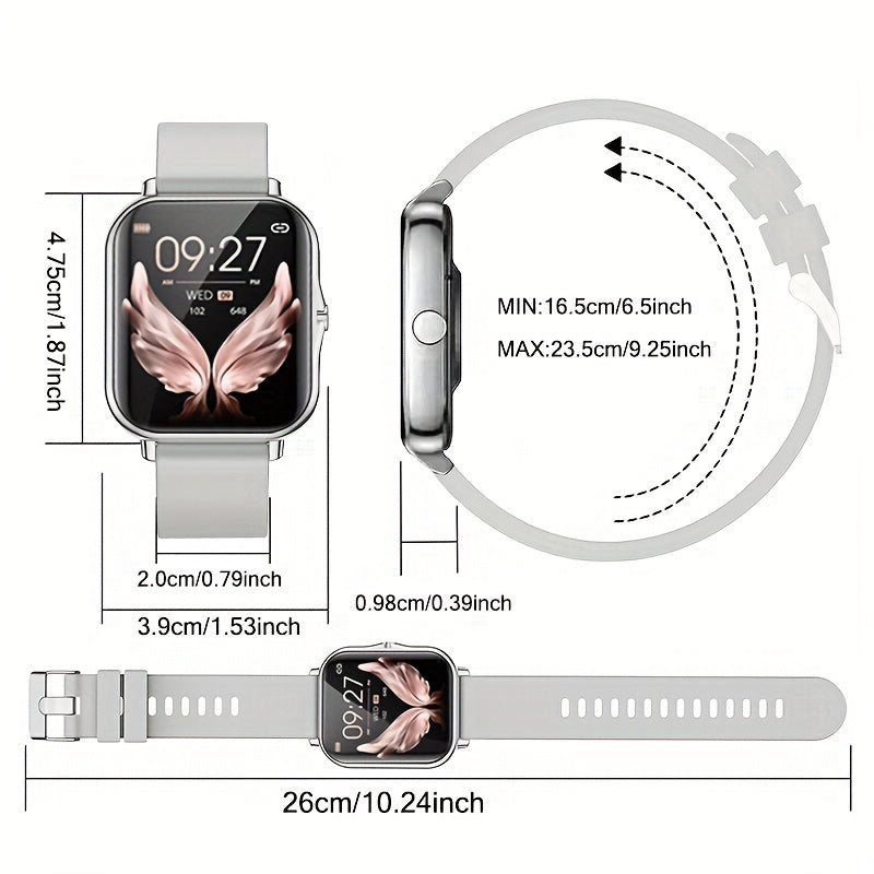Alloy & TPU Smartwatch for Men & Women, 240p TFT Display, Multiple Sports Modes, USB Charging, Wireless 5.0, 180mAh Rechargeable Lithium Polymer Battery, Compatible with iPhone & Android - Ideal Gift